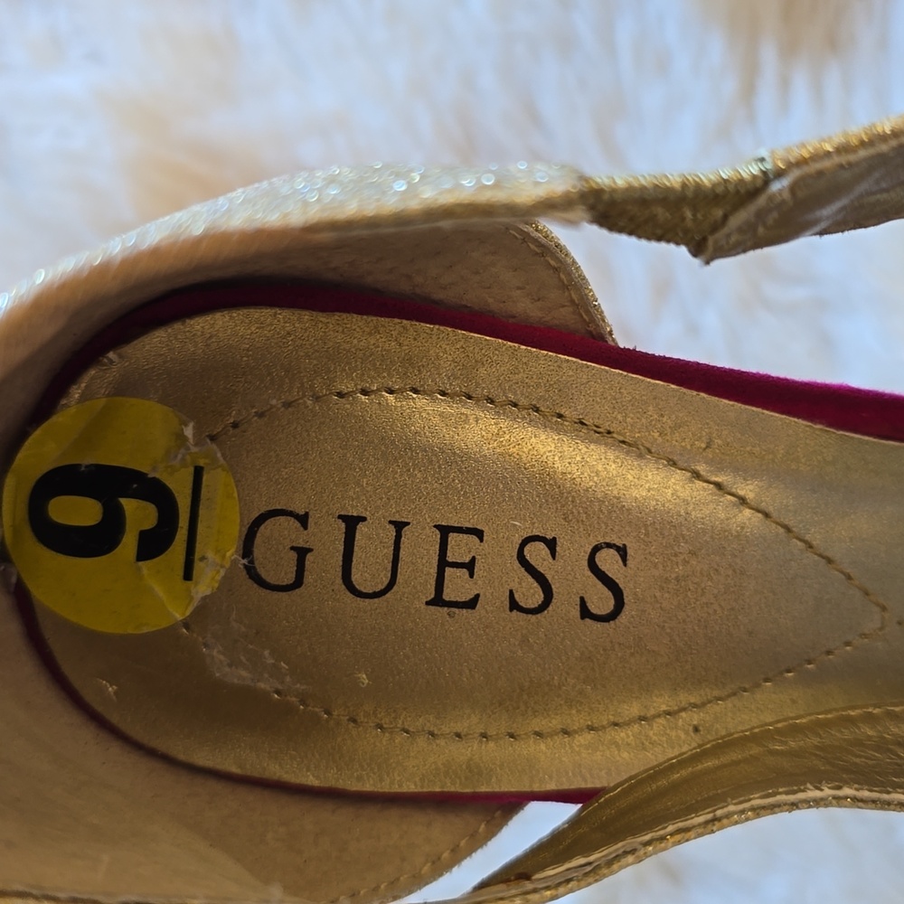Guess Metalic Gold Sparkly Heels - Picture 2 of 7